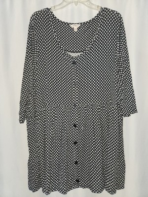 Terra & Sky Black and White Geometric Top Size 3X # peplum #comfortable #cool