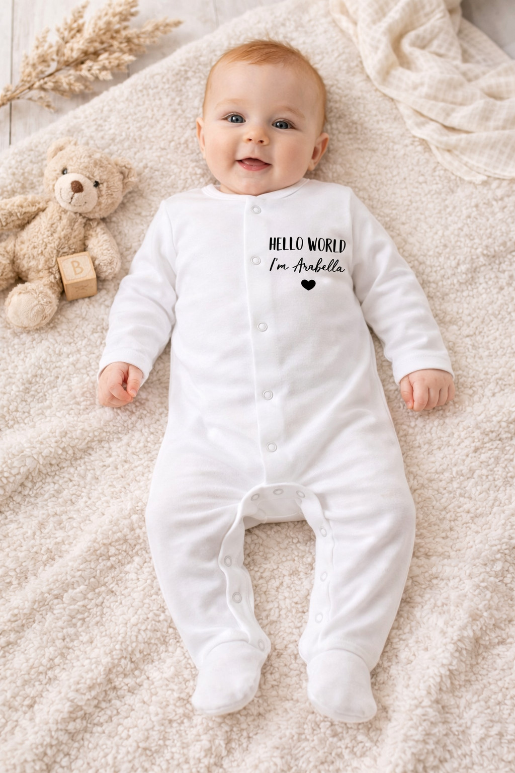 PERSONALISED unisex vest bib HELLO WORLD baby clothing sleepsuit baby showergift image 8
