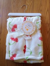 Adirondack Baby Blanket Cherry Cherries Hearts Girls Infant Red White NEW NWT