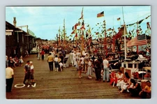 Cape Cod MA-Massachusetts, Gala Wharf Scene, Fleet  Vintage Souvenir Postcard