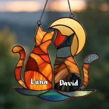 Personalized Cat Flower Suncatcher Acrylic Window Decor