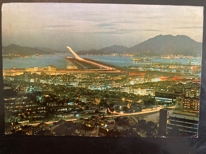 HONG KONG Kai Tak Airport April 1968 via Airmail to Illinois Color Postcard