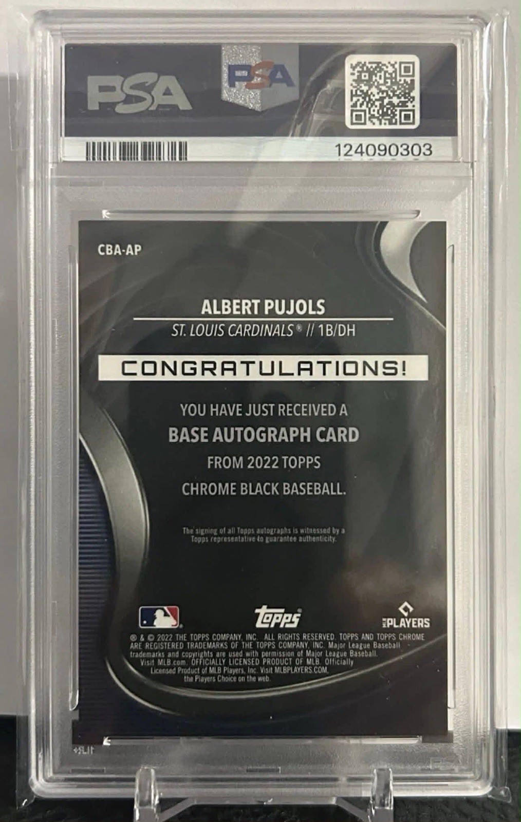 Topps 2022 Chrome Black Albert Pujols Auto Gold Mini-Diamond /50 PSA 9 CBA-AP view 2