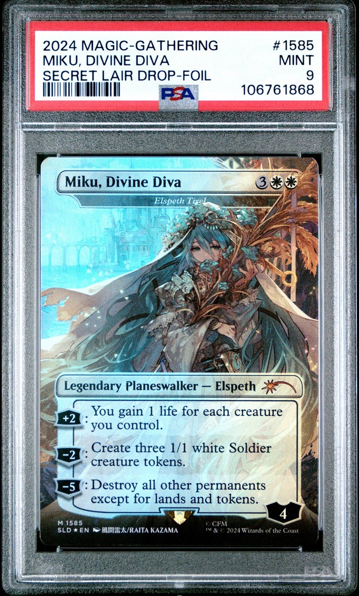 2024 MTG SECRET LAIR DROP FOIL #1585 MIKU, DIVINE DIVA PSA 9