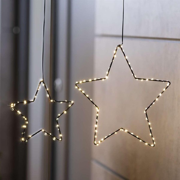 Metall LED Stern 2Er Set, 20 + 28 Cm, Winter Weihnachts Deko HäNger In & Outdoor-image