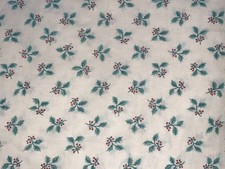 By 1/2 Yd Vintage Cranston Collections Holly Berries Christmas Cotton Fabric