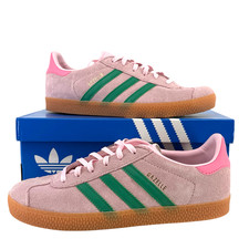 Adidas Gazelle Pink Green Stripe Suede Leather Sneaker Shoes Girls Size 6