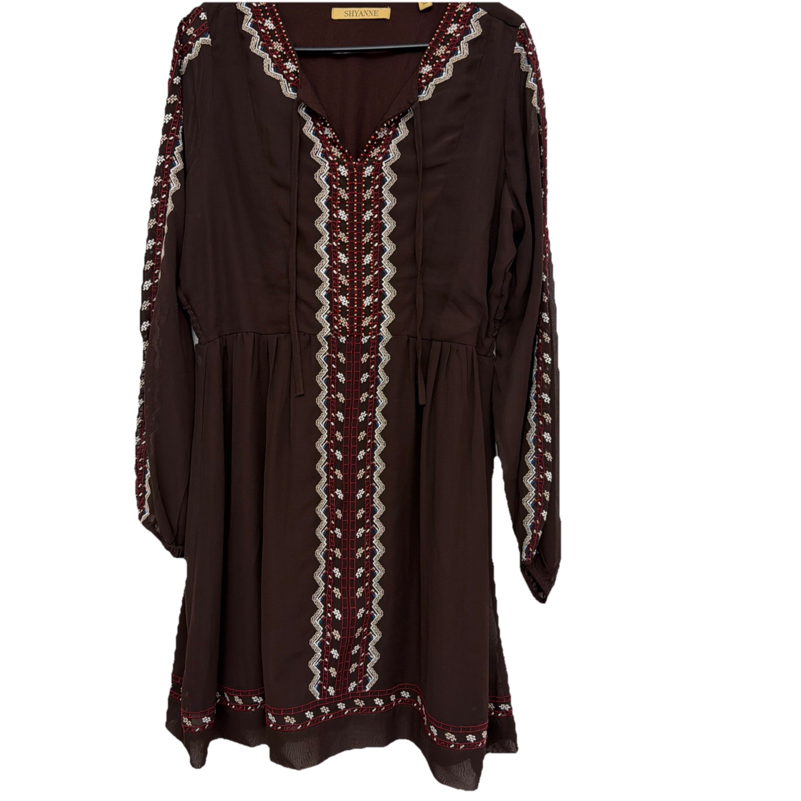 Shyanne Georgette Embroidered SheerOverlay Dress Size L Western Cowgirl Boho
