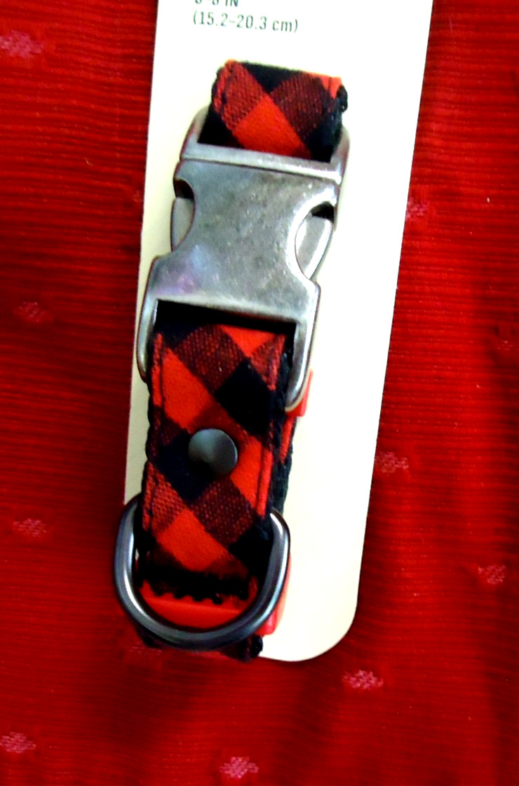 BOND CO BY PETCO RED/BLACK CHECK DOG COLLAR FOR SMALL DOGS SIZE XXS 6-8 " NWT