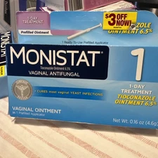 Monistat 1-Day Vaginal Antifungal Treatment Prefilled Ointment 6.5% Exp 08/26