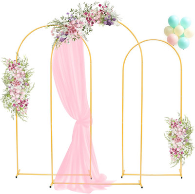 Gold Metal Arch Backdrop Stand Set for Weddings, Birthdays & Celebrations