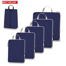 6-Piece Compression Packing Cubes Set - Ultralight Water-Resistant Travel Bags
