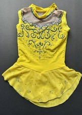 Figure Skating Dress Youth 4-6 Bright Yellow Rhinestone Competition Dress