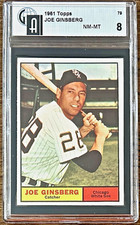 1961 Topps Chicago White Sox, Joe Ginsberg Catcher # 79 GAI 8 NM - MT