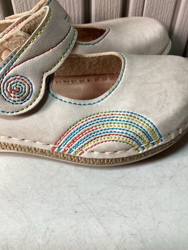 Pavers Touch Fastening Slip On Leather Clogs - Beige - Rainbow - UK 6 EUR 39 - Picture 7 of 24