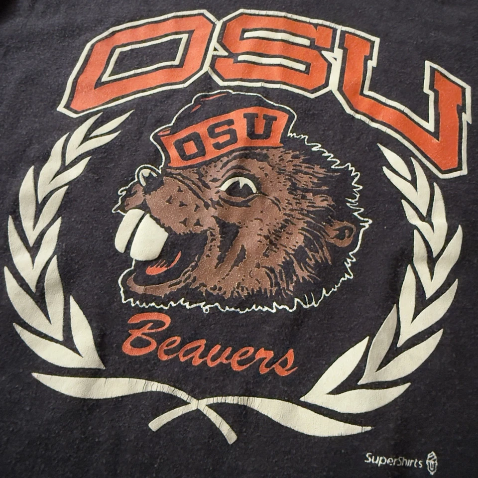 Vintage Kids 80s Oregon State University OSU Graphic T-Shirt Youth Size Medium - Image 3 of 4