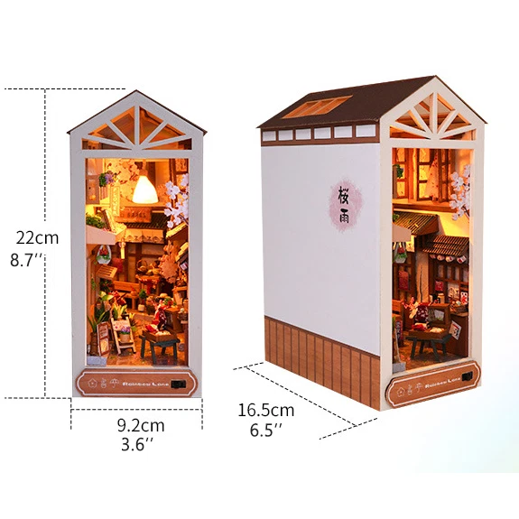 DIY Book Nook Kit 3D Wooden Puzzle Japan Sakura Dollhouse Miniatures LED Light - Image 2 of 4