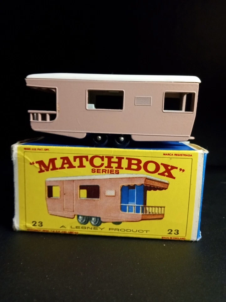 Remolque Matchbox #23D caravana 1965 rosa en caja original E4 Foto 2 de 4