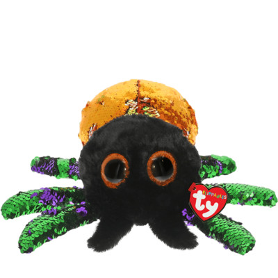 Ty Flippables   GLINT The Sequin Halloween Spider 9'' Medium Glitter Eyes MWMT's
