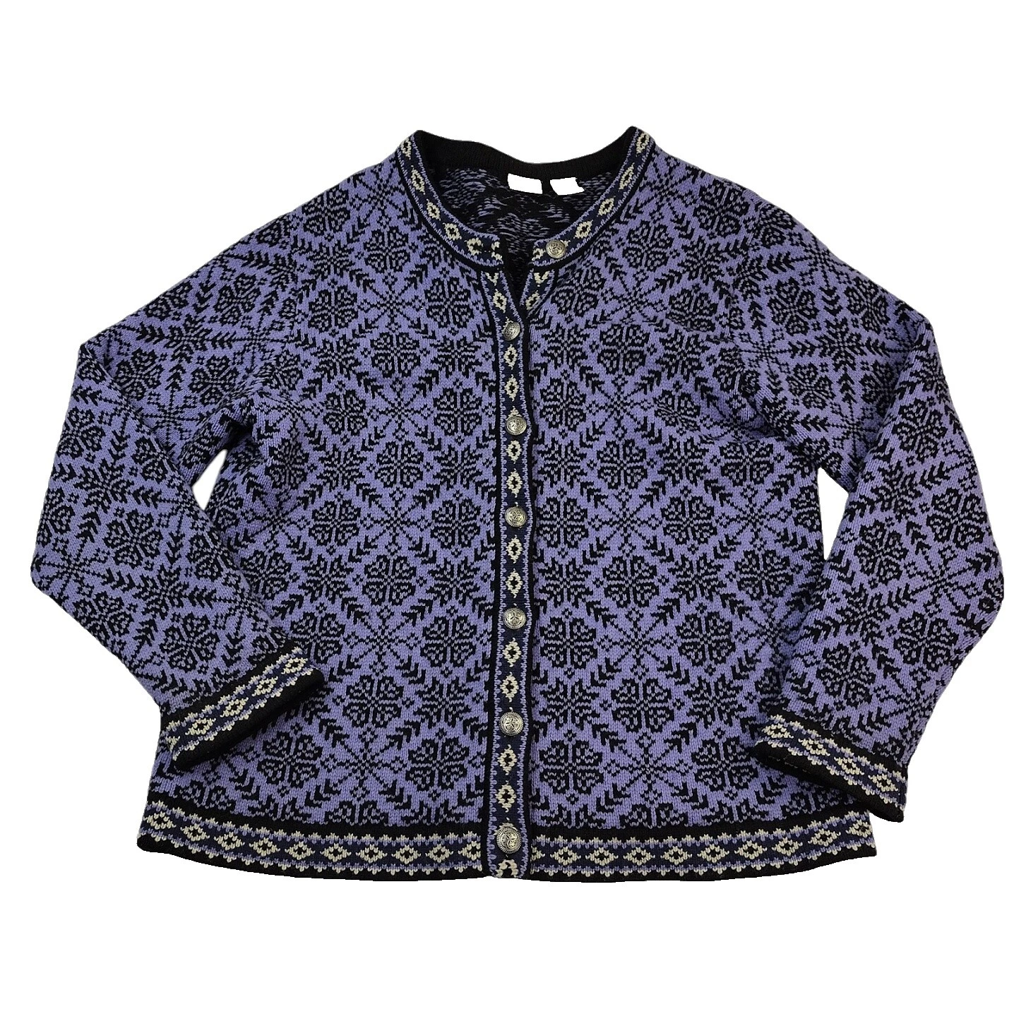 Casaquinho de Lã L.L. Bean Geométrico Suéteres Femininos