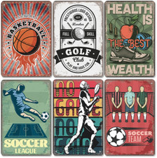 Basketball Golf Soccer Rugby Metal Plates Sign Wall Decor Home Bar Pub Deco