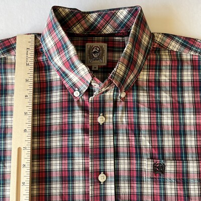 Cinch Shirt Mens Medium Red / White Plaid Long Sleeve Button Down Western Cowboy