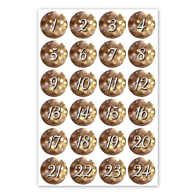 Adventskalender-Sticker | dv_050 24 Aufkleber rund Ø 4 cm Weihnachtsaufkleber