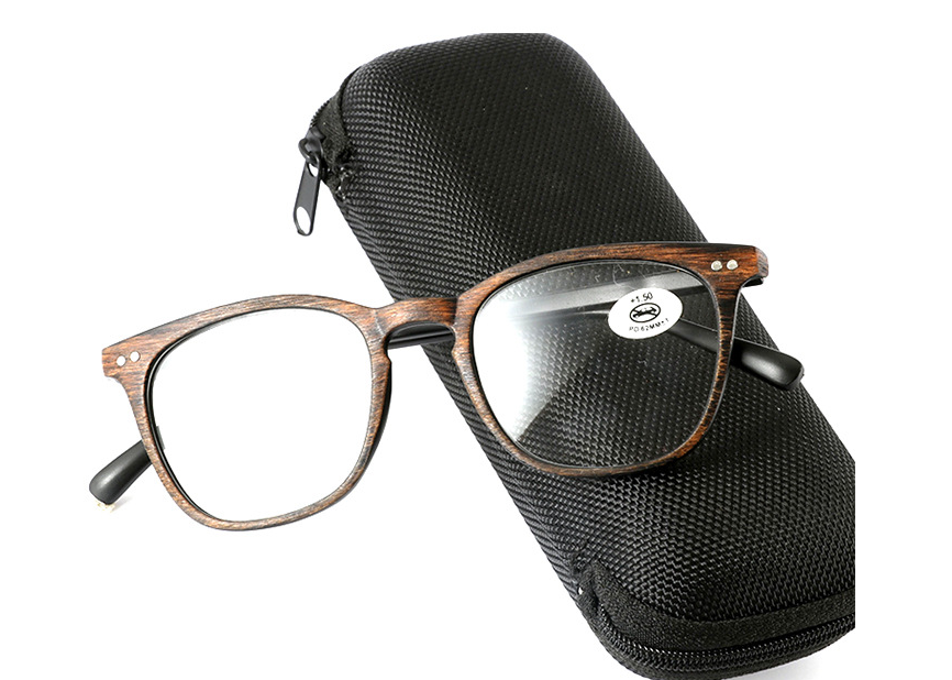 New style imitation wood grain reading glasses big frame plastic resin