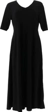 Attitudes Renee Como Jersey Illusion Waist Maxi Dress Black PM NEW (750)