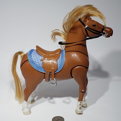 2000 Fisher Price Mattel Palomino Jumping Brown Horse Blanket Saddles  Untested