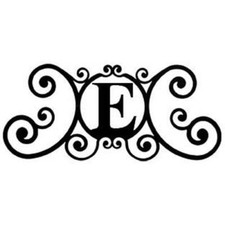 Wrought Iron House Plaque Letter E 24" Made in USA