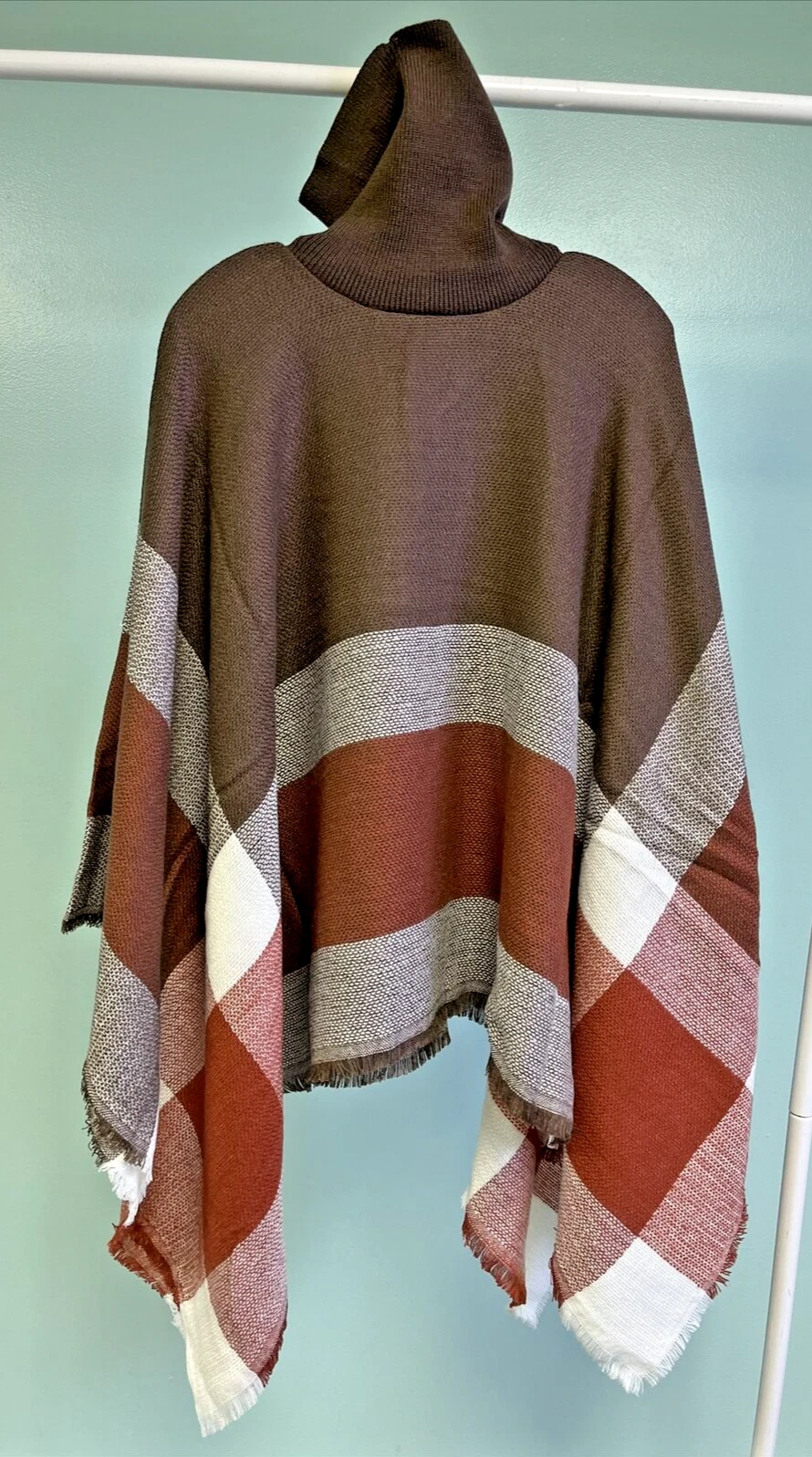 Ellie & Kate Womens Hooded Striped Poncho One Size Fits Most