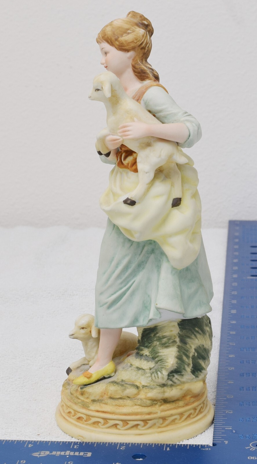 VTG Ethan Allen Figurine Bisque Woman with Sheep #3211B 9" Hand Painted