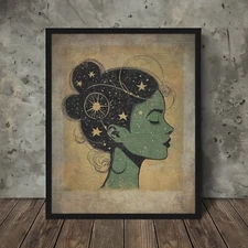 STAR GIRL HOROSCOPE Wall Art, Retro Astrology Vintage Celestial Stargazer Poster