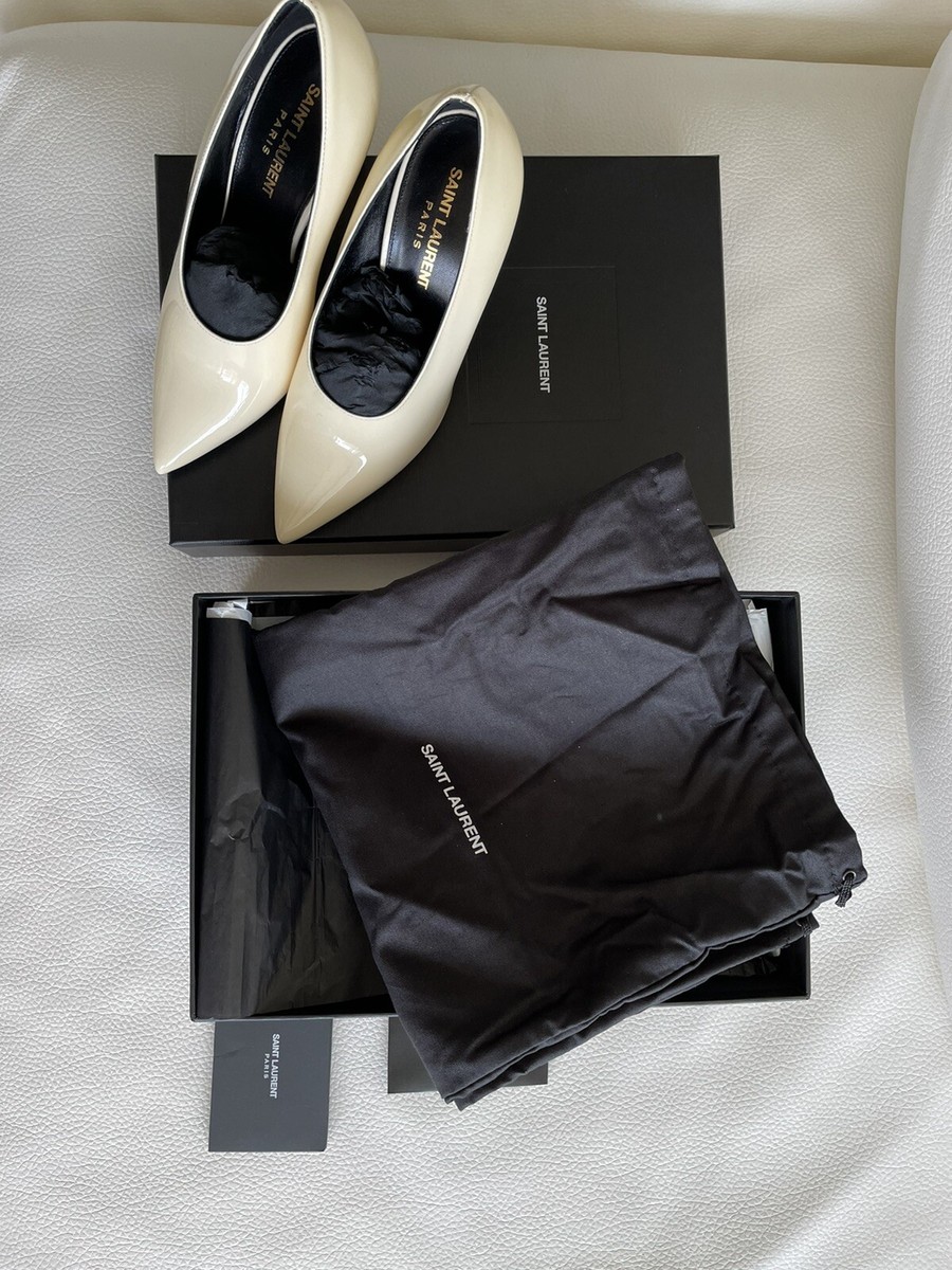 Iconic Saint Laurent Vernice Chiffon teddy 105 pumps in 36