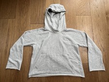 Athleta Size L Crop Hoodie Sweatshirt Pullover Gray Soft Boxy