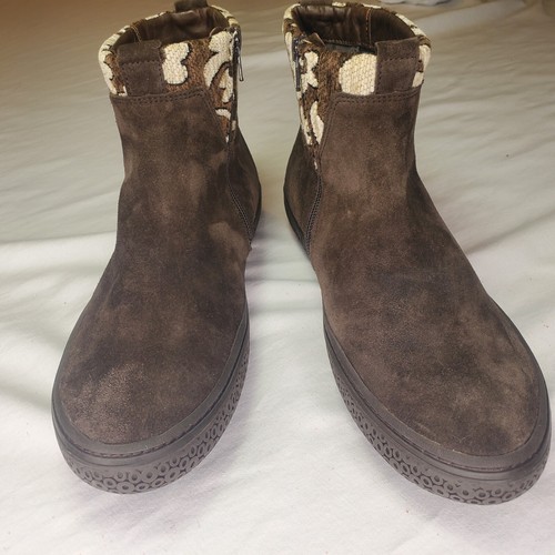 Think TJUB Embroidered Cuscino Suede Leather Booties Bark Brown EU 41 US 10.5 - Picture 3 of 14