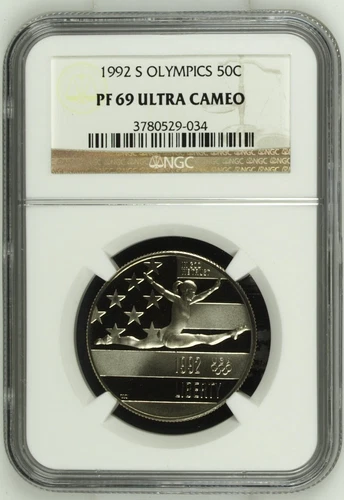 1992-S US 50C OLYMPICS SILVER COMMEMORATIVE HALF DOLLAR NGC PF 69 ULTRA CAMEO