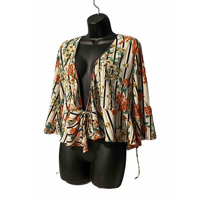 Zara Basic Women's Drape Blouse Boho Light Flowing Bell Sleeves Small