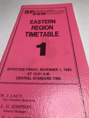 1985 Fahrplan #1 Eastern Region Southern Pacific & ST Louis Southwestern RW Co