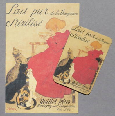 1 Kunstpostkarte und 1 Magnet  KATZE ( Steinlen ) Verlag   2005 CAVALLINI & CO