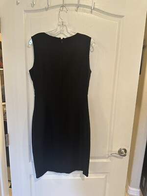 White House black market black Body Perfecting Faux Leather-Trim Sheath  dress 8 | eBay