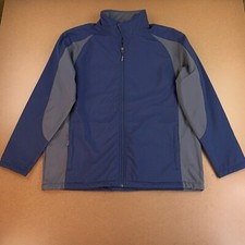 Sport Tek Men's Size 2XL Navy Blue Gray Colorblock Soft Shell Jacket ST970 NWOT