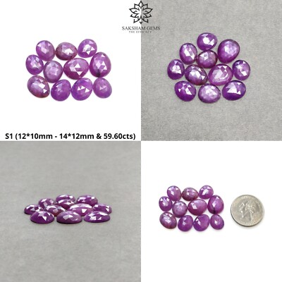 Natural Raspberry Sheen Ruby Gemstone Untreated Rose Cut Egg Shape Set