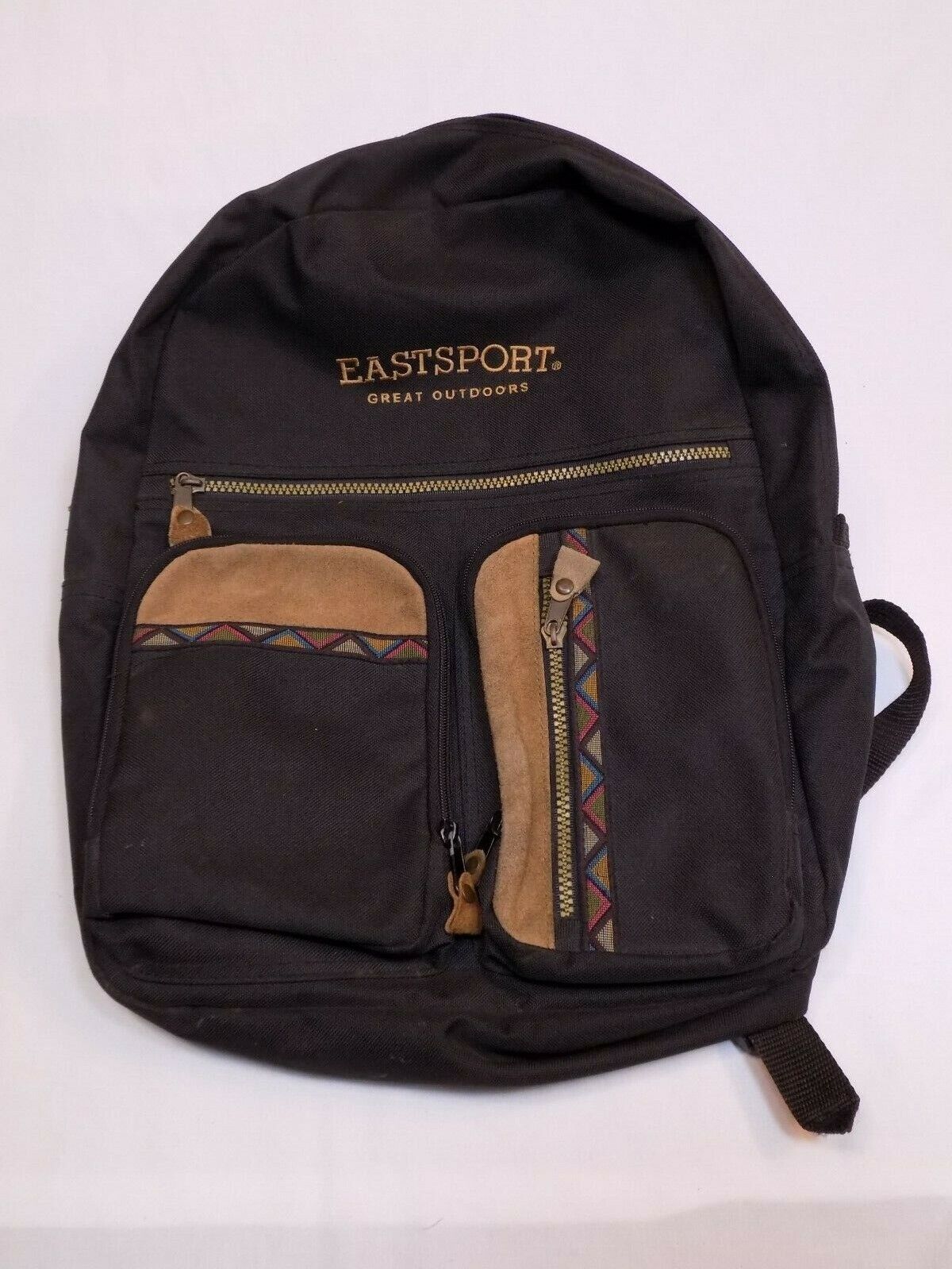 Eastsport Great Outdoors Black w/ Suede Unisex Student Backpack bookbag School