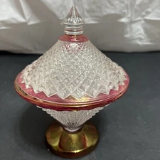 Hobnail covered ruby flash candy lidded dish.  Westmoreland English. Vtg
