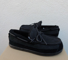 UGG BLACK PARKDALE MOC TOE SUEDE/ SHEEPSKIN SLIPPERS SHOES, US 12/ EUR 45 ~ NIB