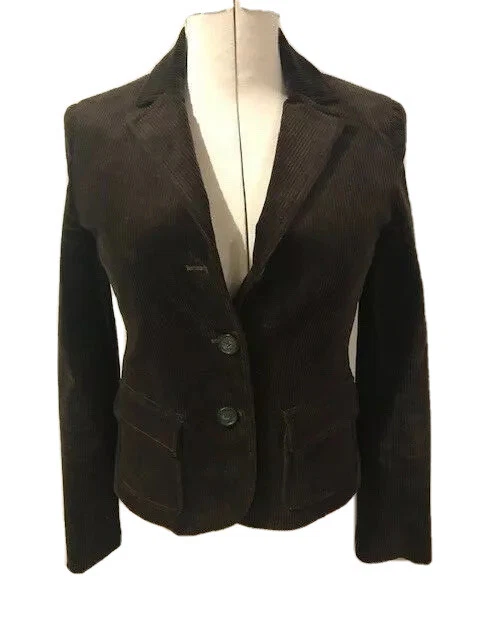 Theory Woman's Blazer Brown Corduroy Cotton Fitted Size 6
