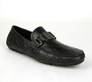 black crocodile loafers