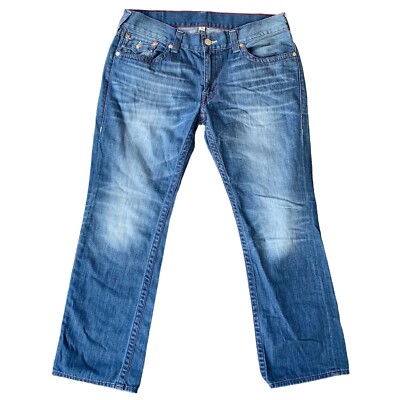 True Religion Mens Jean Size 38 Straight Medium Wash Red Stitch | eBay